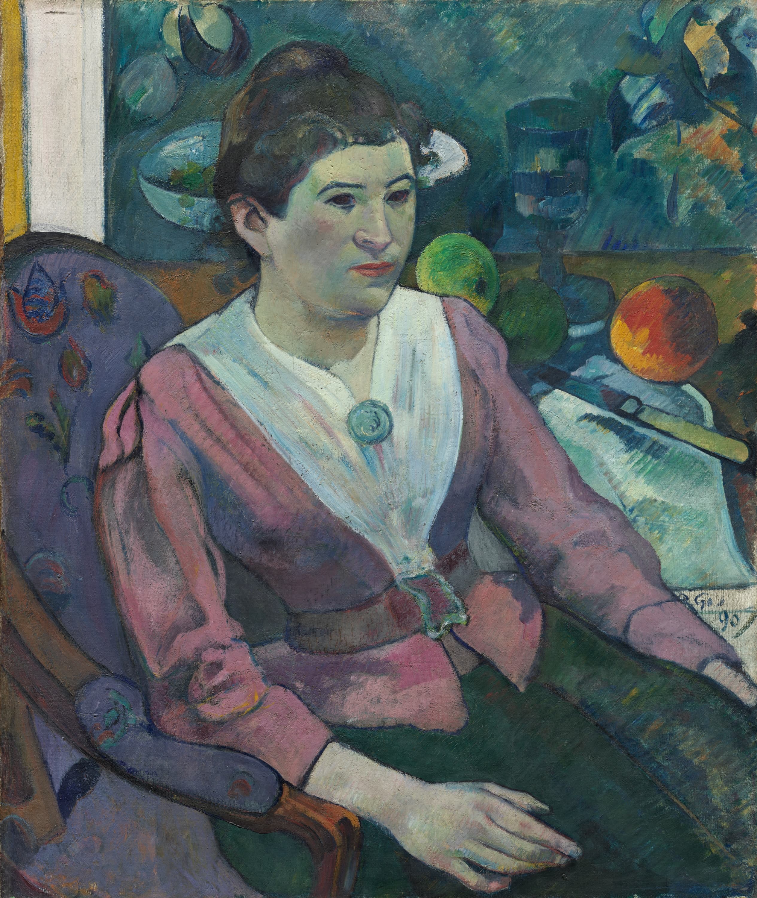 Woman in Front of a Still Life by Cezanne